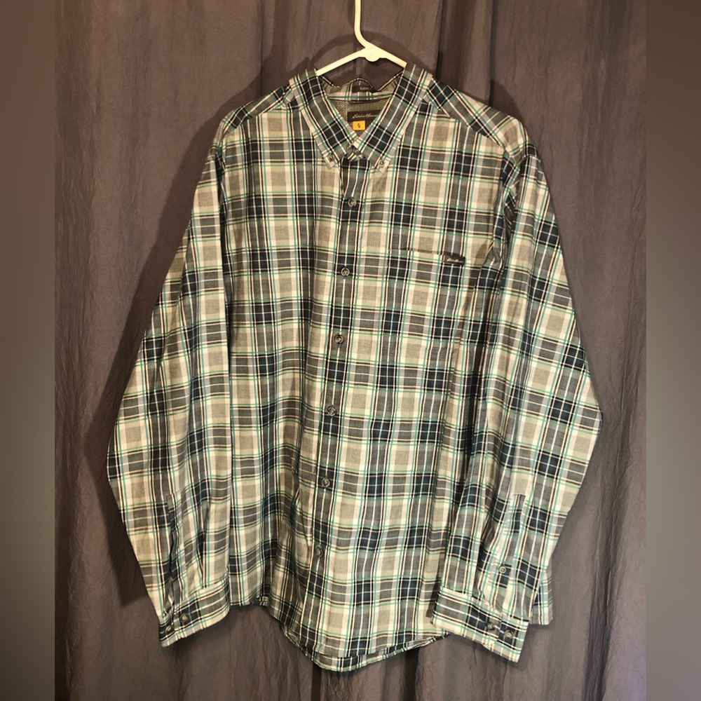 Eddie Bauer blue green flannel
